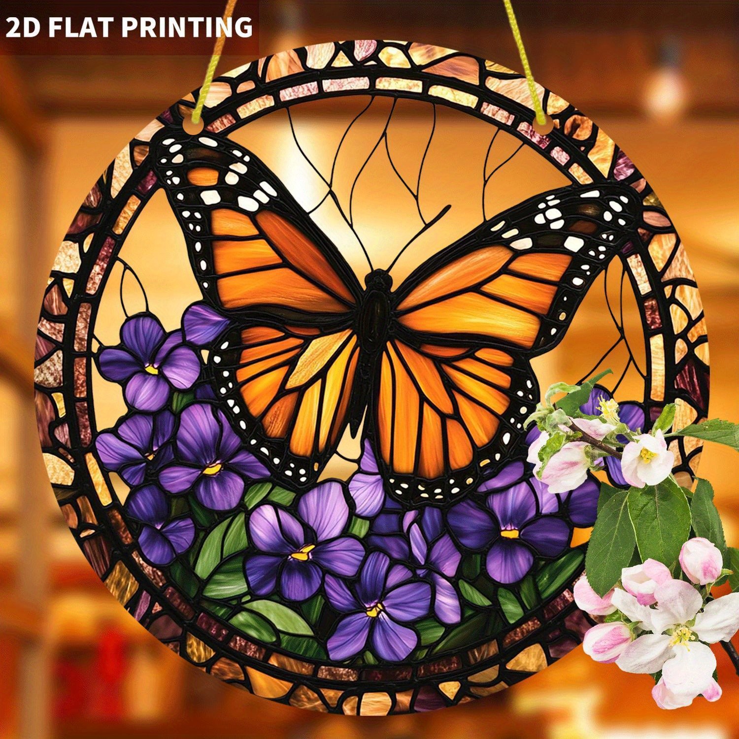 Monarch Butterfly Stained Acrylic Suncatcher Purple Violet Hanging Decoration gallery