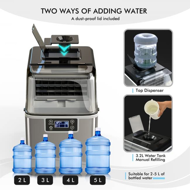 Portable Countertop Ice Maker Machine, 45 Lbs/24H, 24 Pcs/13 Mins, 2 Ways to Add gallery