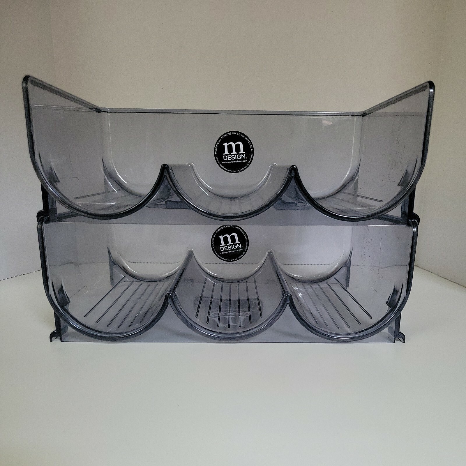 2 Pack mDesign Smoke Gray Plastic Stackable Water Bottle Holder Bins gallery