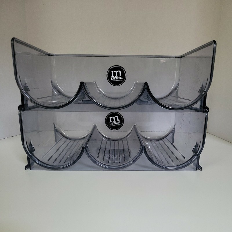 2 Pack mDesign Smoke Gray Plastic Stackable Water Bottle Holder Bins gallery
