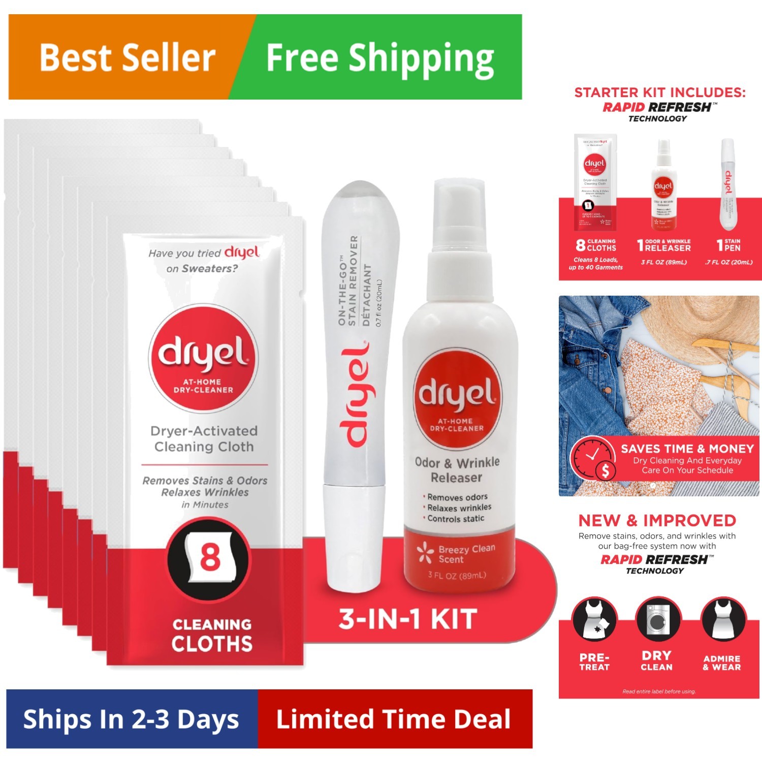 At-Home Dry Cleaner Starter Kit with Wrinkle Release Spray, New and Improved,... gallery