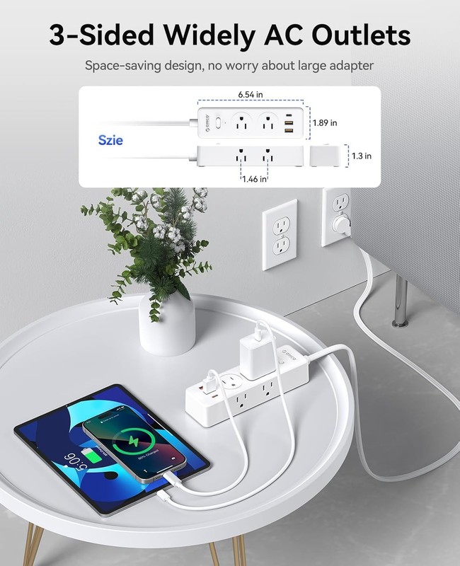 Flat Plug Power Strip Surge Protector, 5/10Ft Ultra Thin Extension Cord 9 Outlet gallery