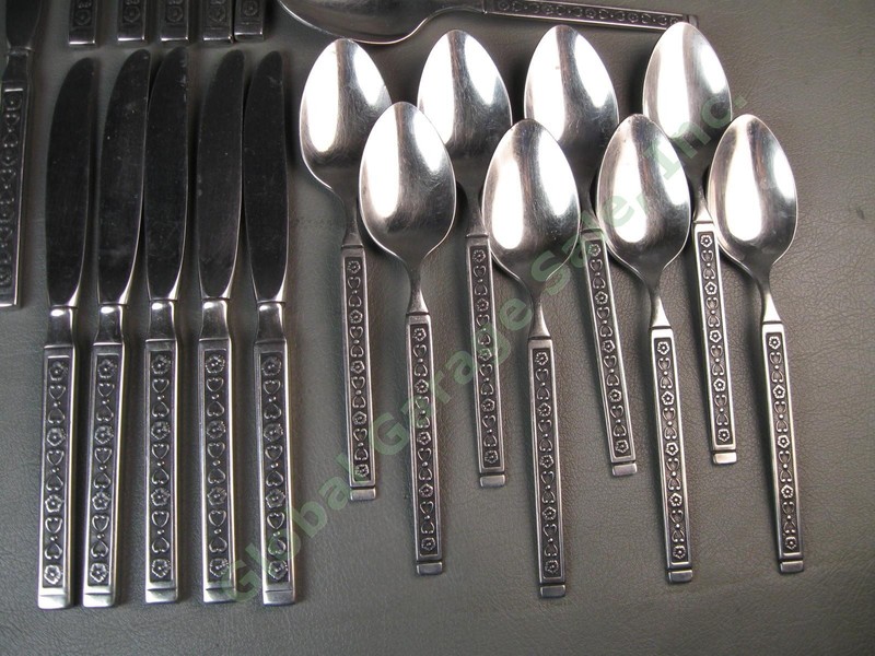 39pc Gorham Hacienda Stainless Mid Century Flatware Set Fork Spoon Knife Serving gallery