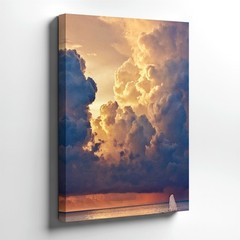 Wall Art Dramatic Cloudscape Seascape Sailboat Sunset Canvas Print Coastal Decor