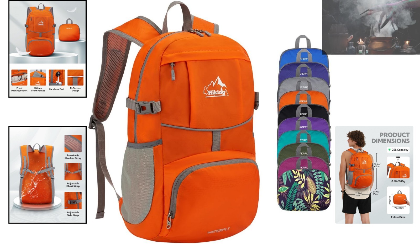 Lightweight Hiking Daypack - 25L Packable Backpack with Organizational Pockets 2