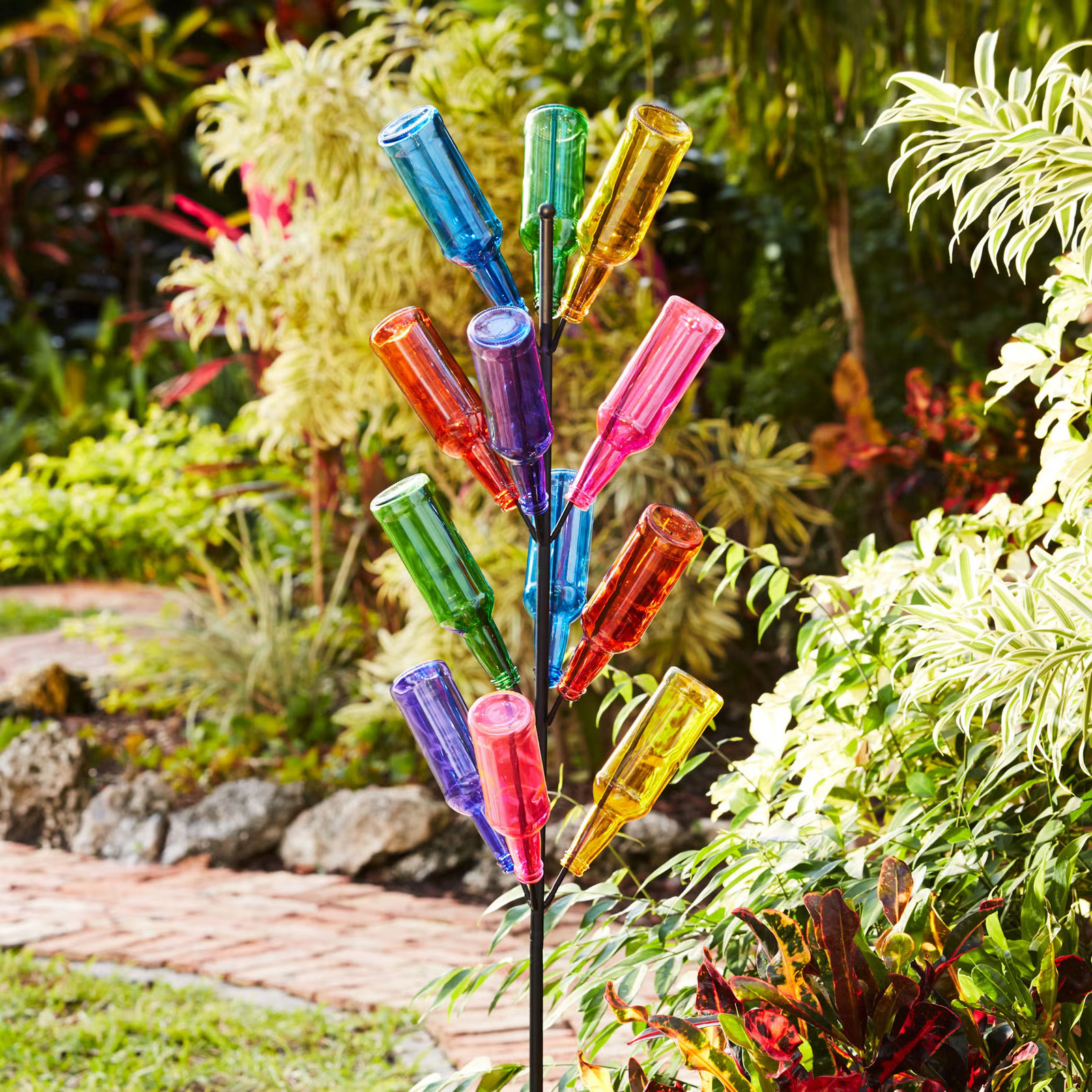 BrylaneHome Glass Bottle Tree - Multi gallery