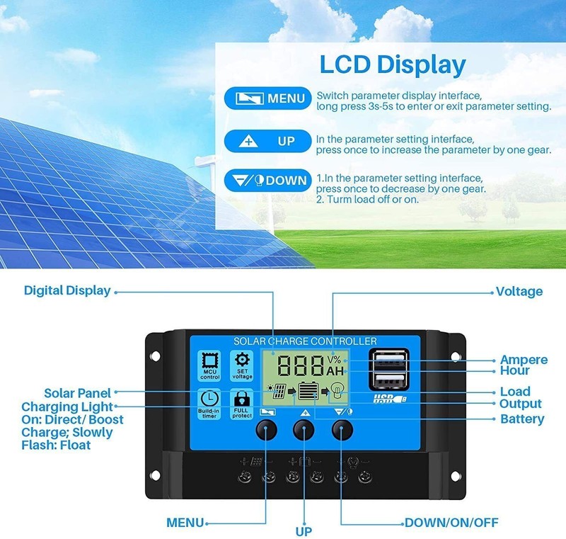 12V 24V 30A Solar Charge Controller Auto Dual USB Solar Panel Charger Regulator gallery