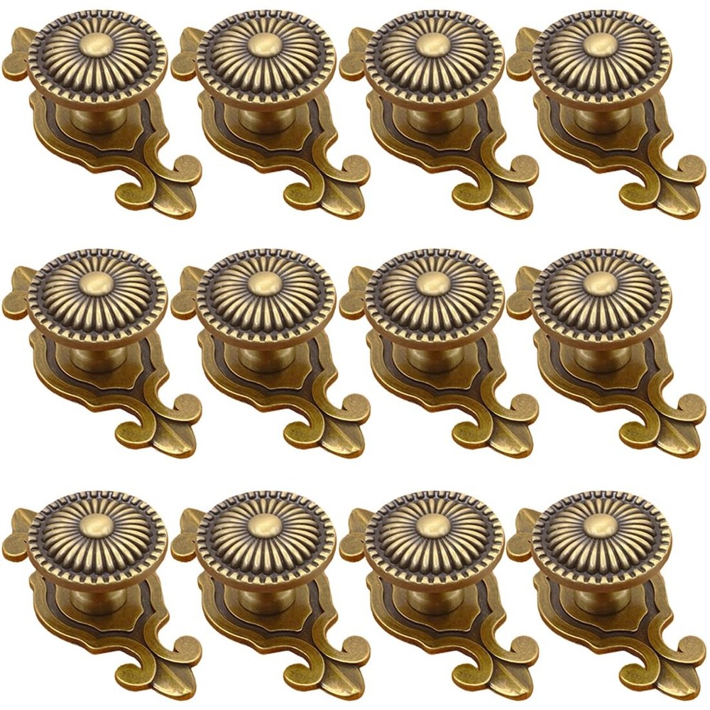 Brass Cabinet Knobs, Vintage Retro Mushroom Drawer Knobs with Backplate, Dres...