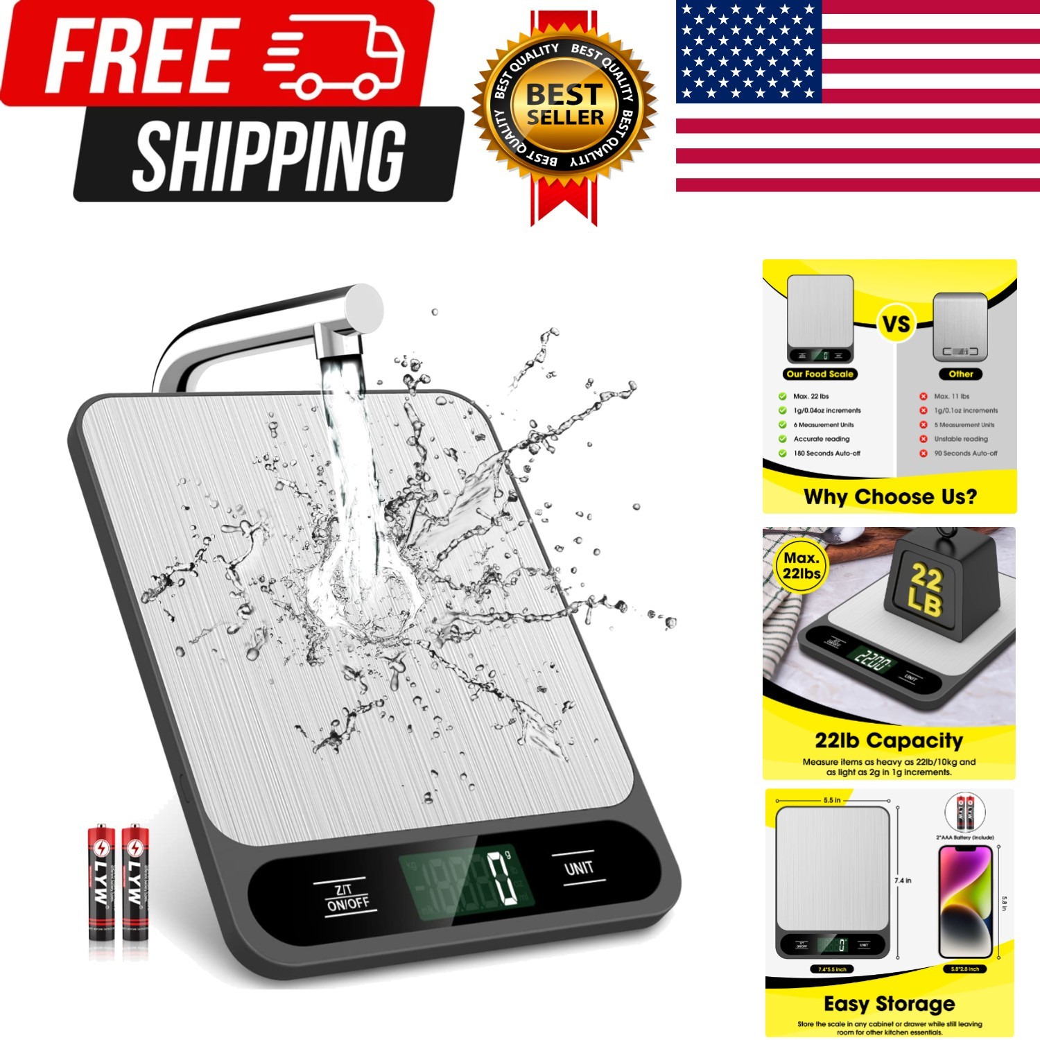 Food Scale, 10kg/22lb Digital Kitchen Scale Weight Grams and Ounces for Bakin... gallery
