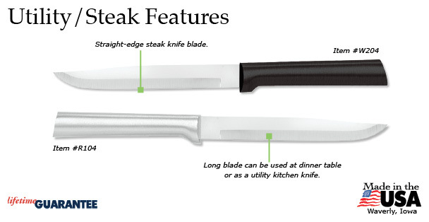 Rada R104 Utility/Steak Knife Non-serrated kitchen Made in USA, L/R handed sharp gallery