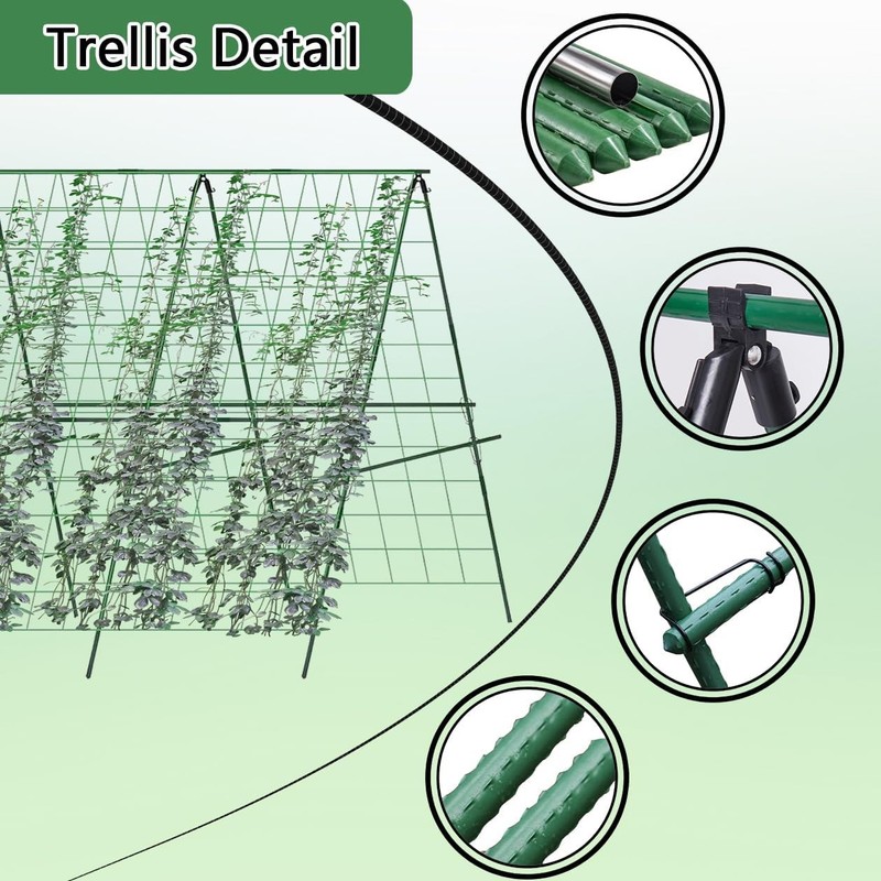 Cucumber Trellis,A-Shape Garden Trellis for Raised Beds with Climbing Net gallery