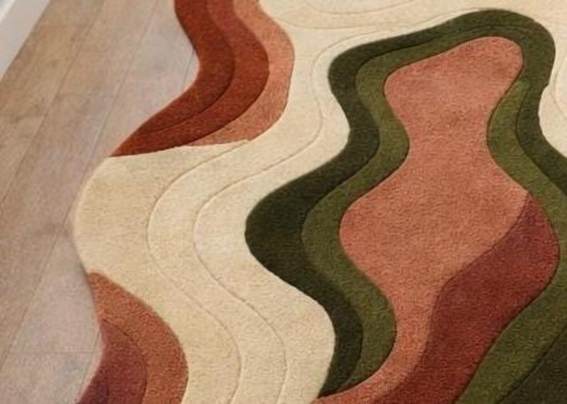 Abstract Wavy Runner Rug | Irregular Shape Hand Tufted Runner | Modern Hallway gallery