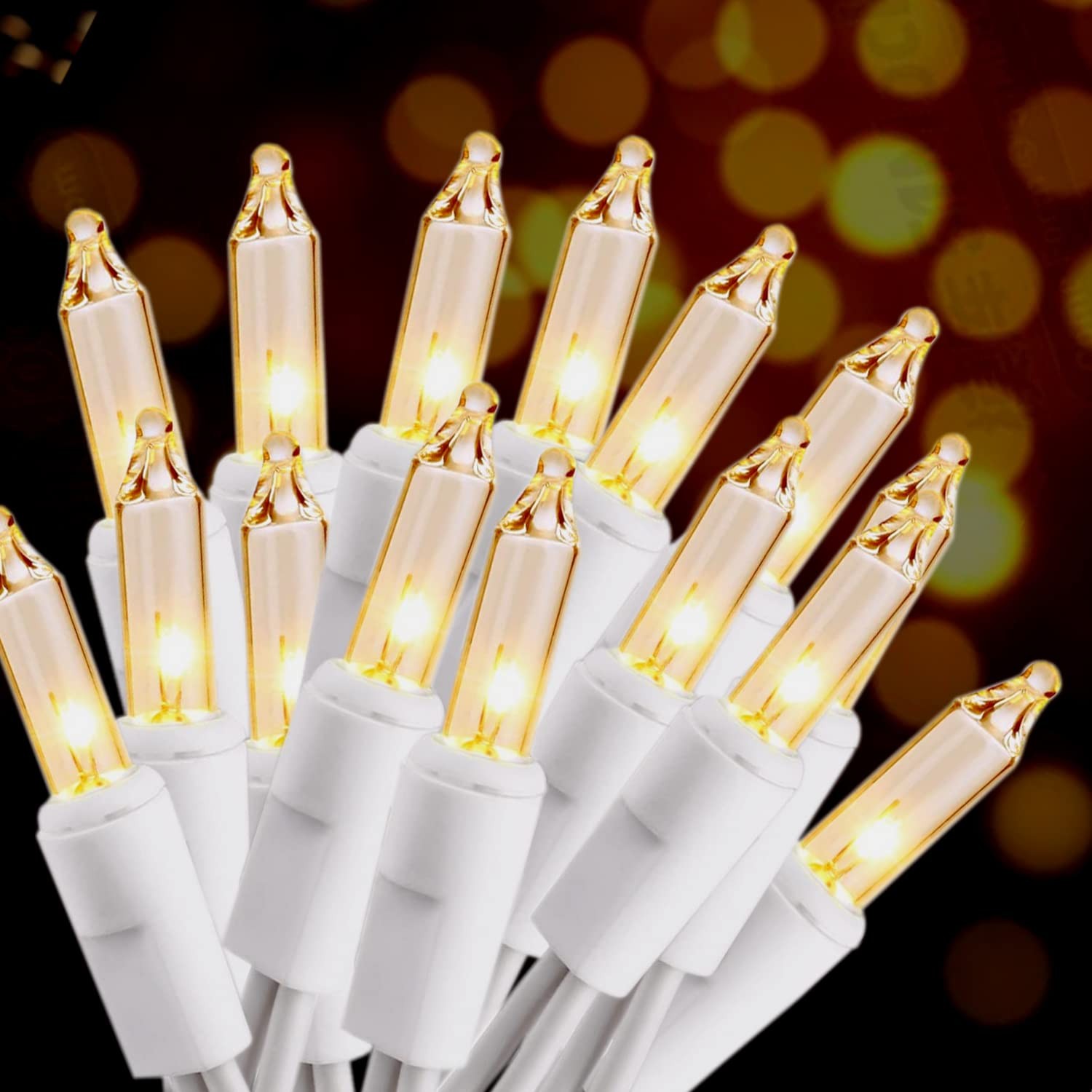 HISHINY Christmas Lights 100 Count Mini Clear 32ft White 32ft, gallery