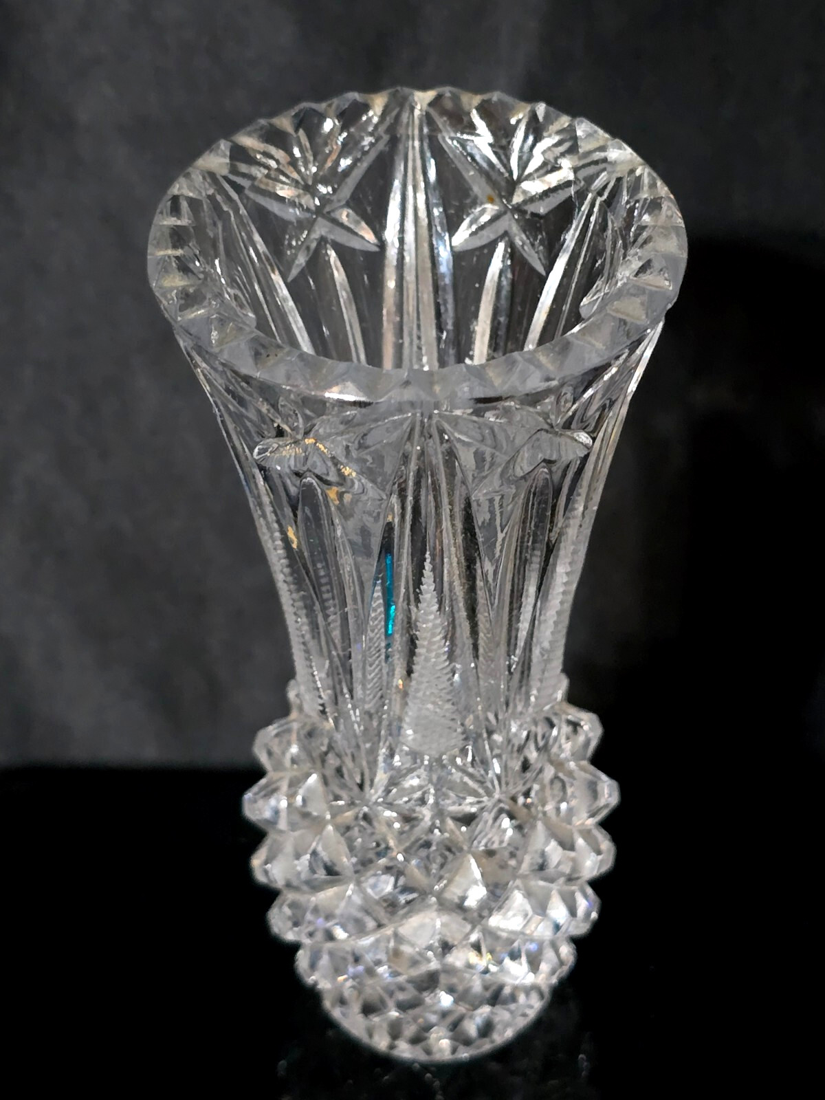 Imperial Crystal Pineapple Cut Bud Vase 6" 24% Lead Crystal Czechia gallery