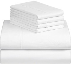 Lux Decor Collection White 6Pcs Bed Sheet Set Brushed Microfiber 1800 Queen