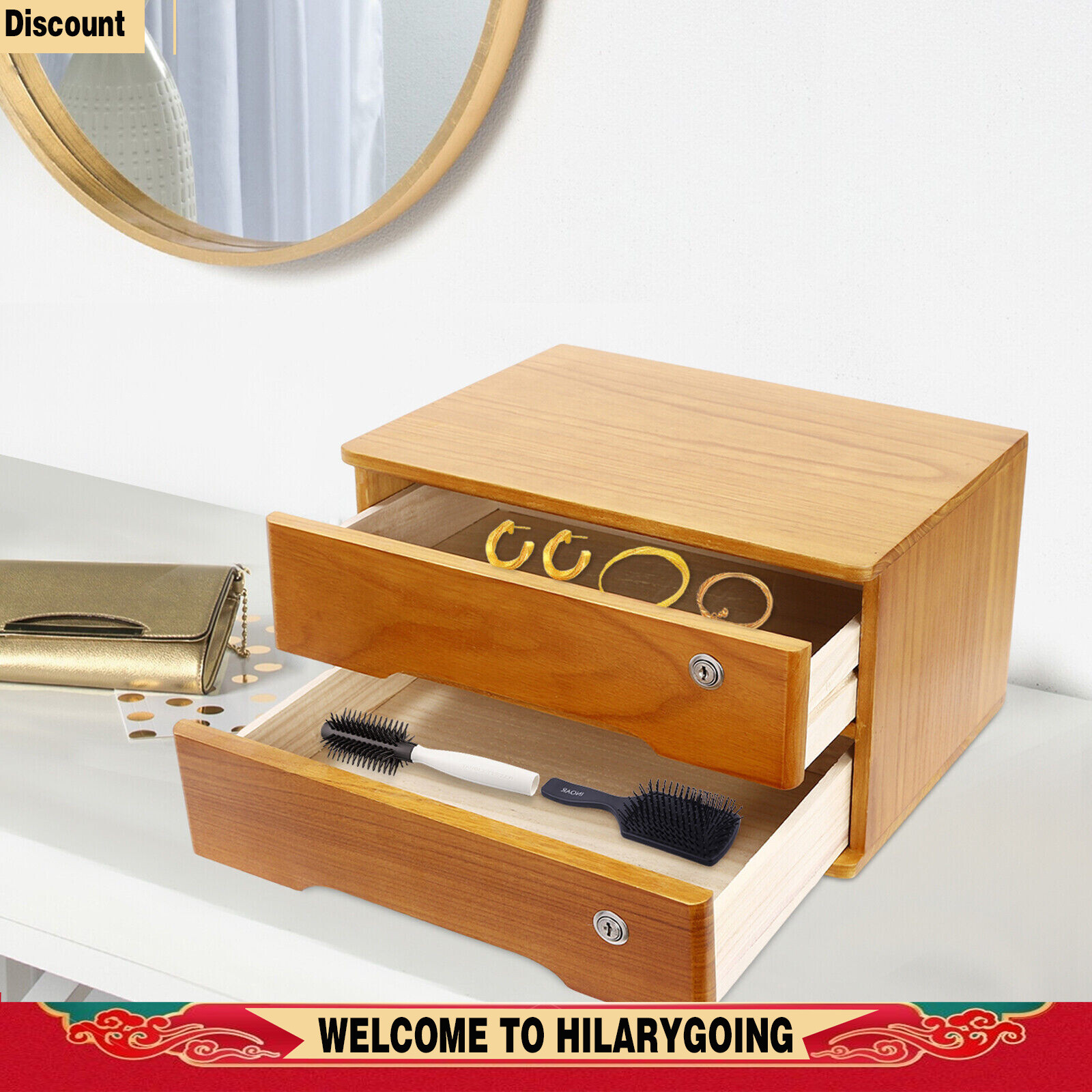Gift Home/Office Lockable 2-Tier Desktop Storage Drawer 66.14 lbs Load-bearing gallery