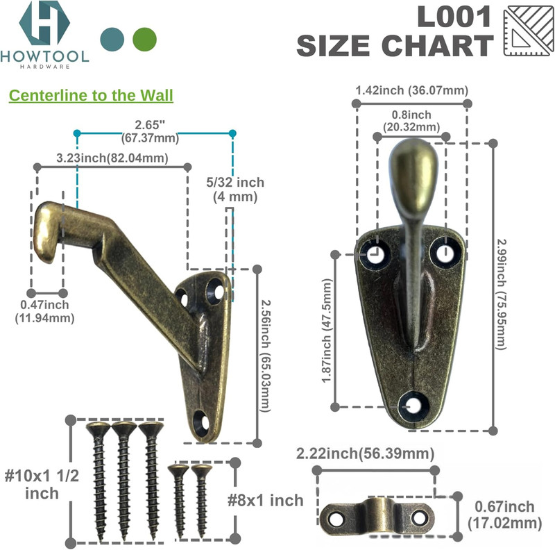 Heavy Duty Handrail Bracket Antique Brass 3 Pack gallery