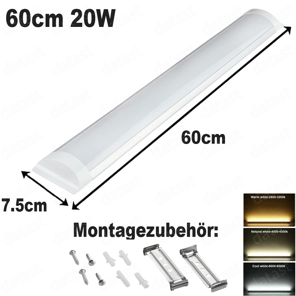 LED Strip Lights Batten Tube Light Office Shop Garage Ceiling Lamp Daylight gallery