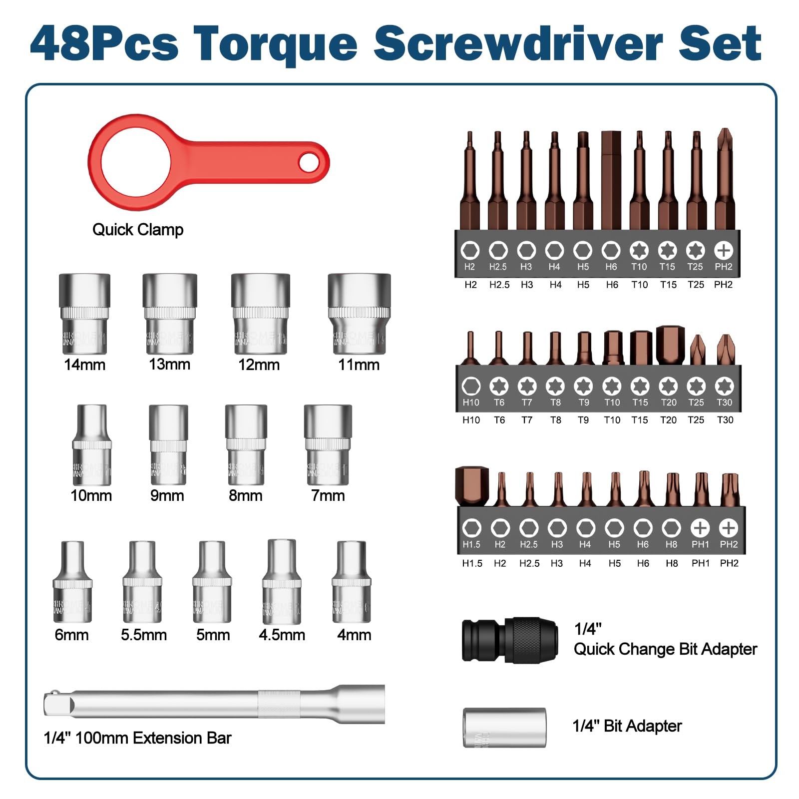 Vanpo 49-Pc Torque Screwdriver Wrench Set 10-70 In-Lb 1-12Nm Dual Range S2 gallery