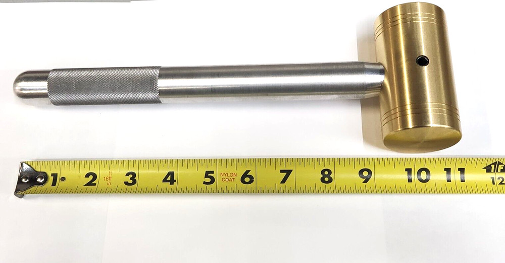 3 POUND SOLID BRASS HAMMER* KNURLED 1" SOLID ALUMINUM HANDLE * MADE IN USA*