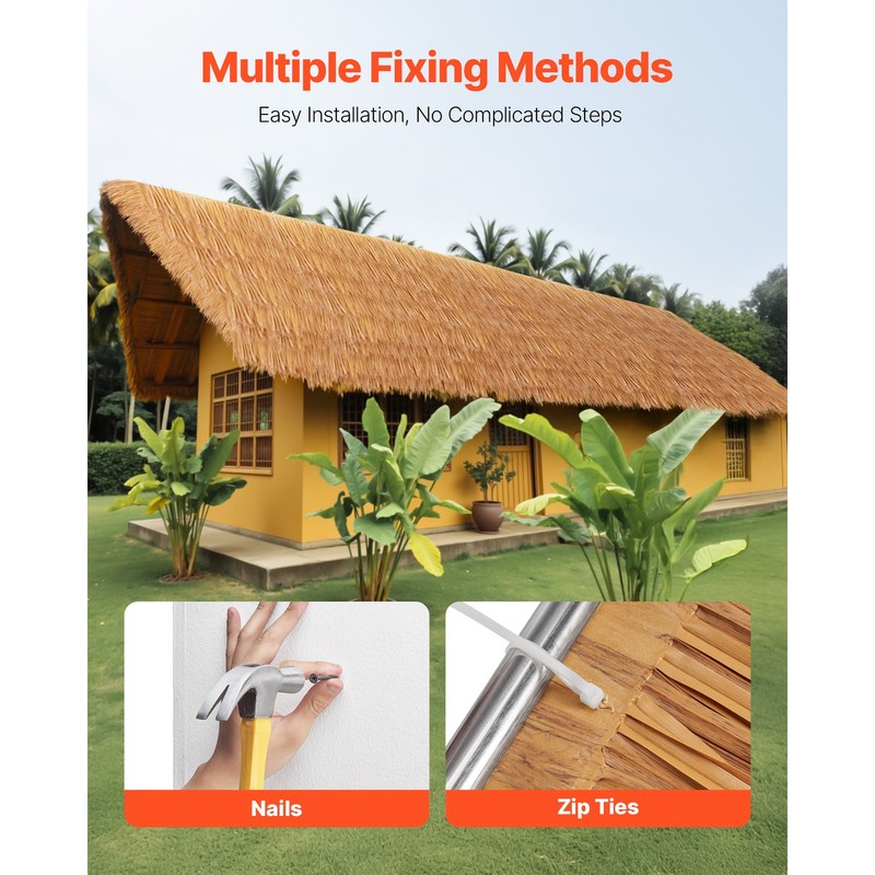 1.3x3.2 ft Artificial Thatch Roofing Mexican Style Tiki Hut Grass Skirt Roof gallery
