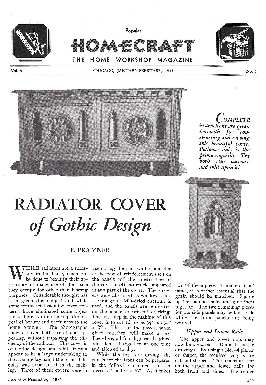 Radiator Cover Gothic Style * 1935 How-To Build PLANS Original gallery
