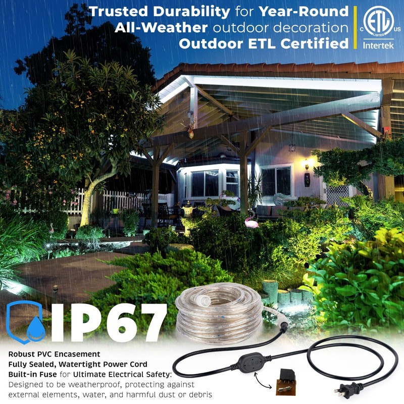 Assorted Size White LED Rope Lighting Waterproof Outdoor Christmas Tree Deco gallery