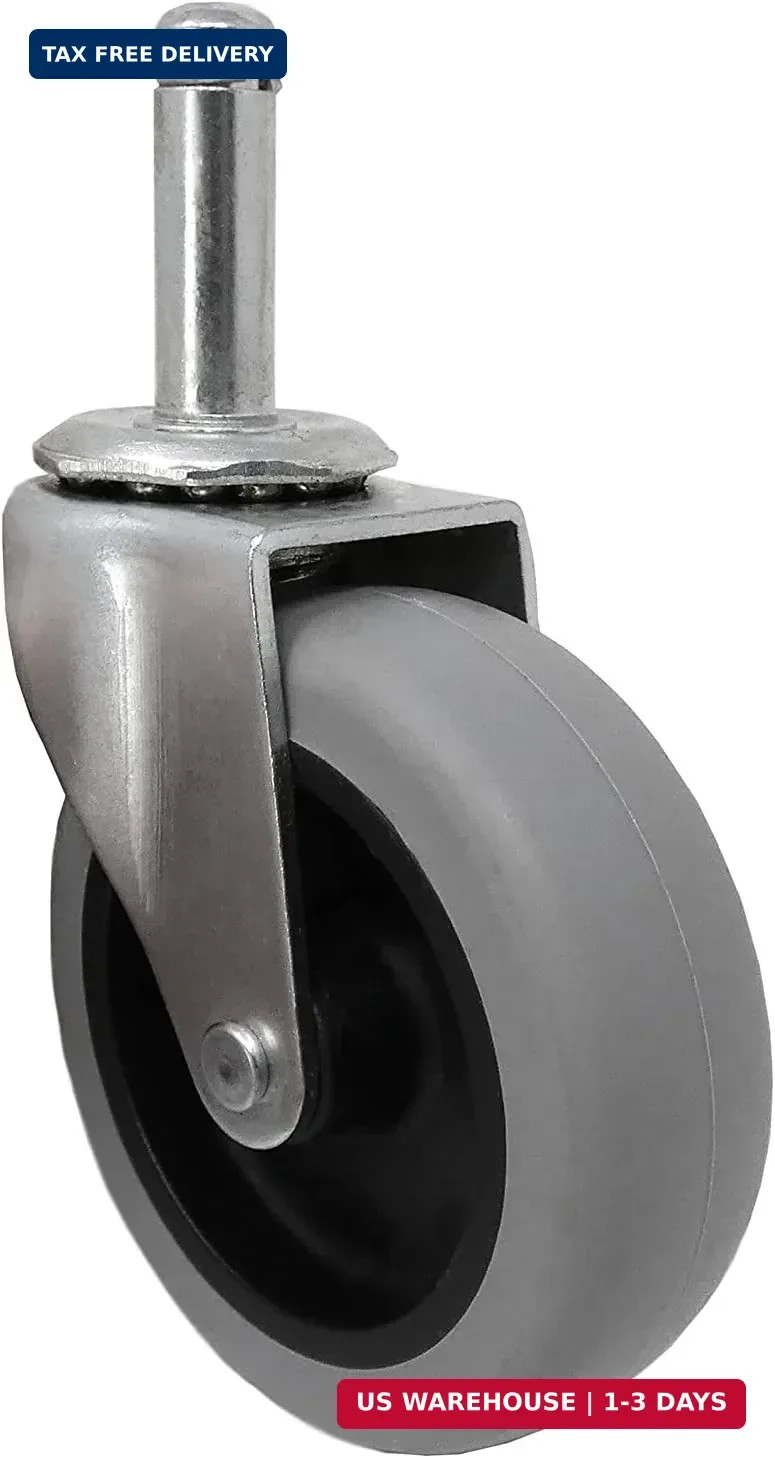 Shepherd 3" Swivel Stem Caster with Soft TPR Tread Rubber Wheel and 7/16" Stem D gallery
