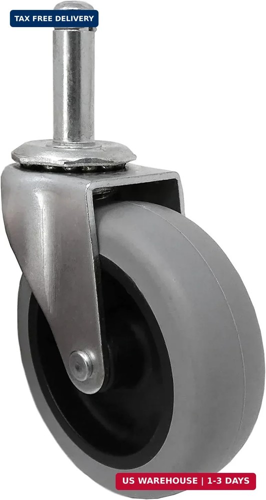 Shepherd 3" Swivel Stem Caster with Soft TPR Tread Rubber Wheel and 7/16" Stem D