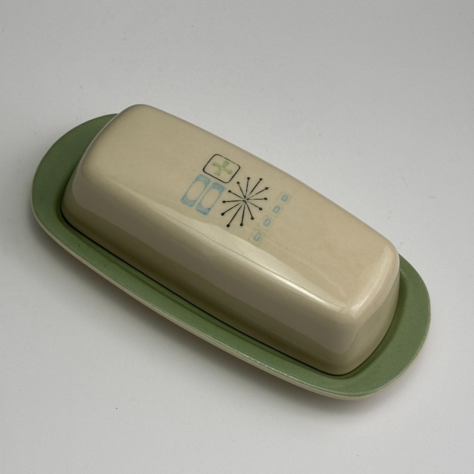 Taylor Smith & Taylor Taylorstone "Cathay" Atomic Starburst Butter Dish gallery
