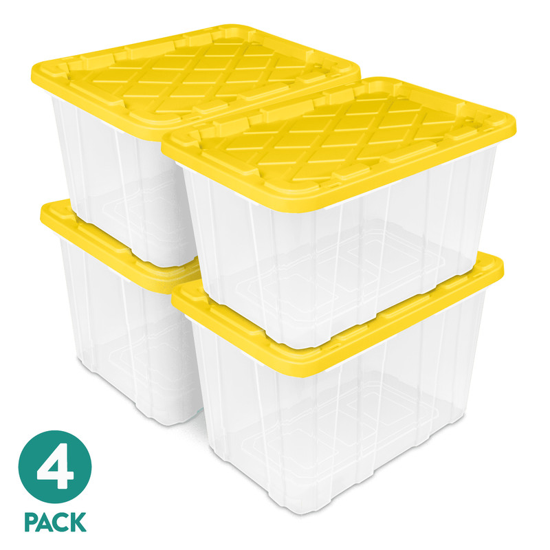 4pack Sterilite Large Industrial Storage Tote 27Gallon Durable Clear Plastic Bin gallery