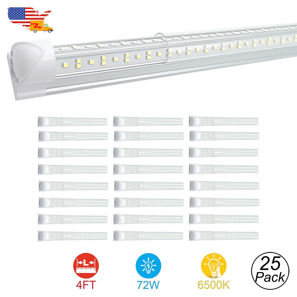 25 Pack 4 Ft Linkable Led Tube Light 72W 7200Lm 6500K V-Shape 48" Led Shop Light gallery