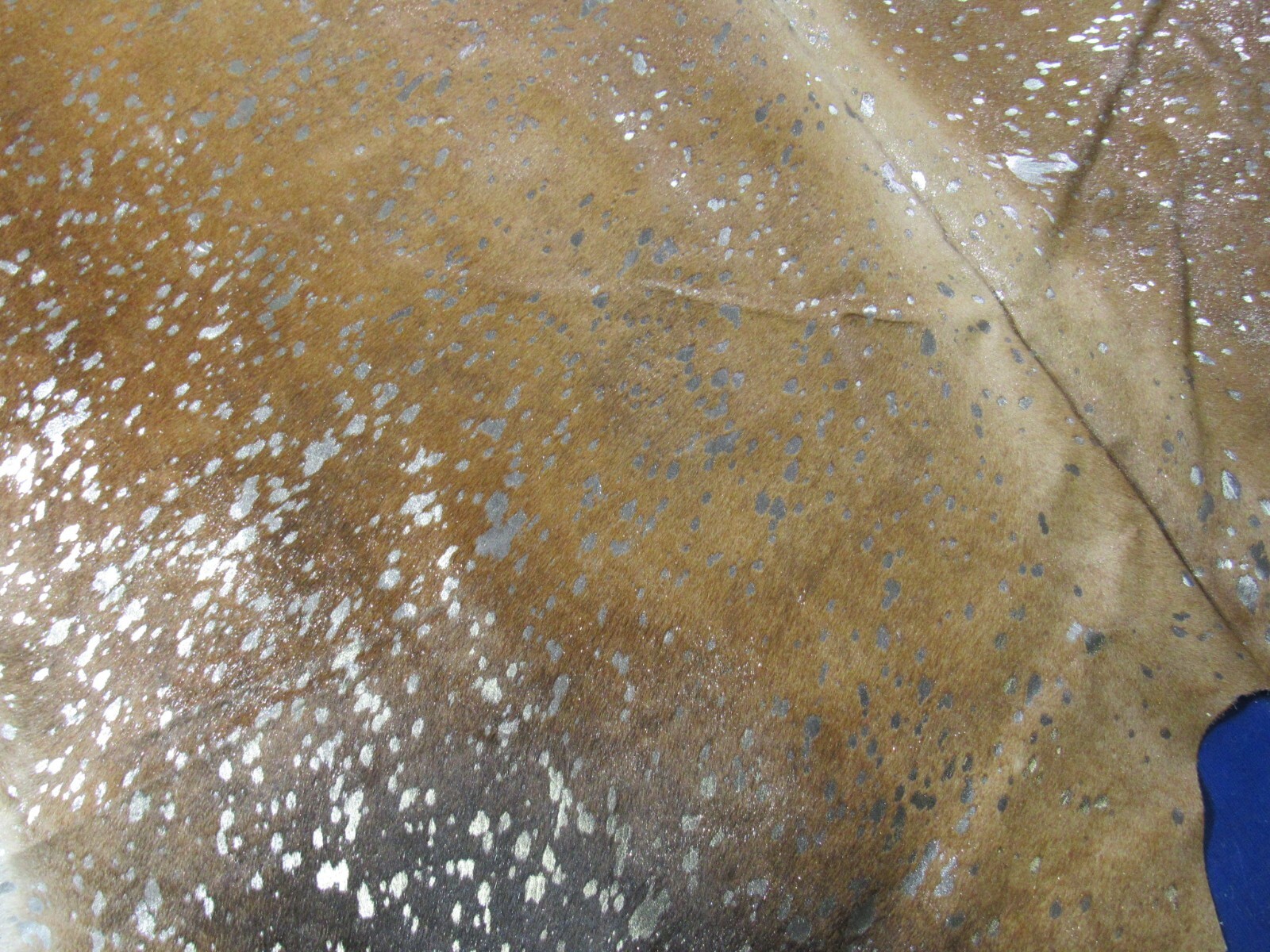 Natural Brown Cowhide Rug w/d Silver Metallic Acid Washed (Gorgeous)9x7 ft O-115 gallery