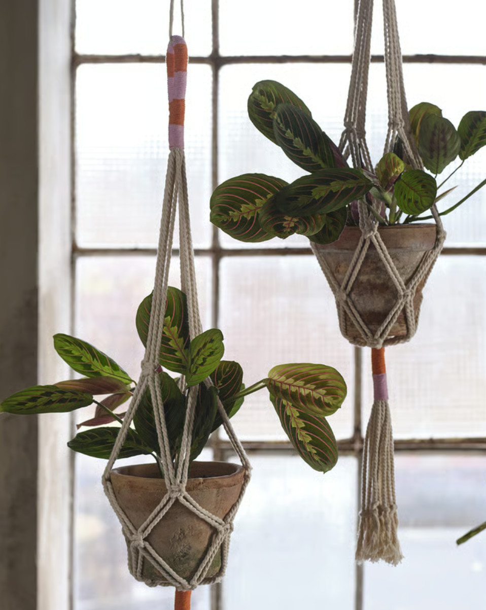 IKEA MÄVINN Handmade NEW Macrame Plant Hanger White Cotton Hanging Planter NWT gallery