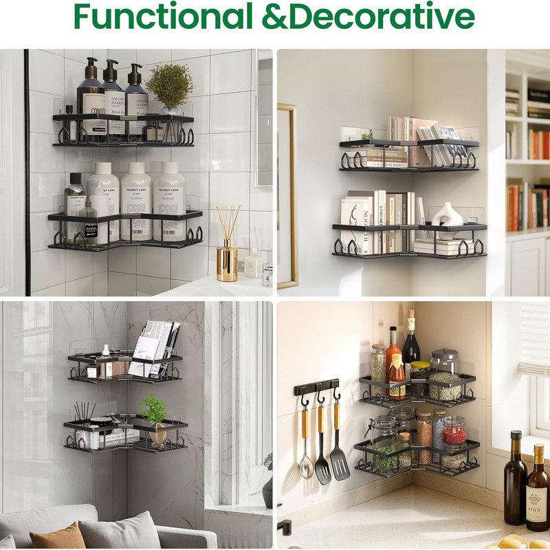 2 Pack Shower Caddy Shelf Bathroom Corner Bath Storage Holder Organizer Large Ca gallery