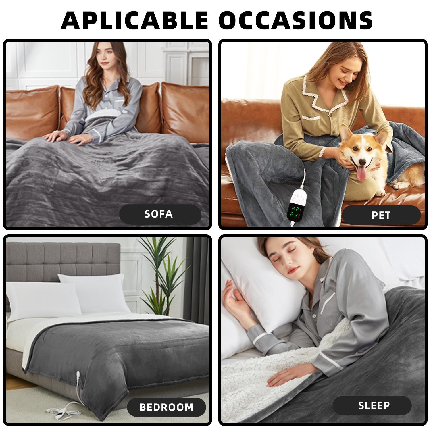 220V Heated Blanket-electric Blanket,soft Heated Throw Blanket with 6 Heating gallery
