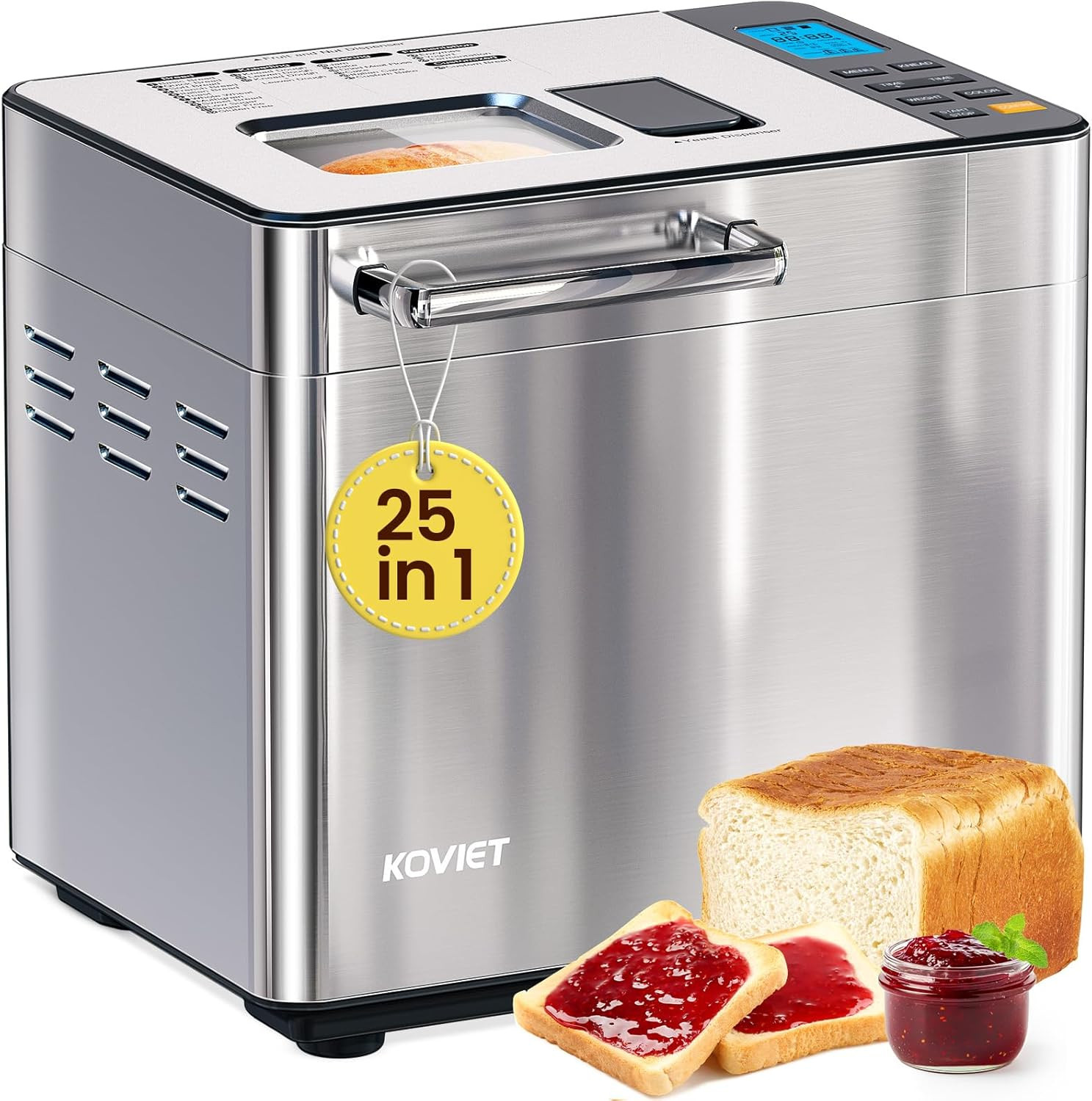 25-In-1 Bread Maker Machine with Automatic Dual Dispenser, 2LB Stainless Steel B gallery