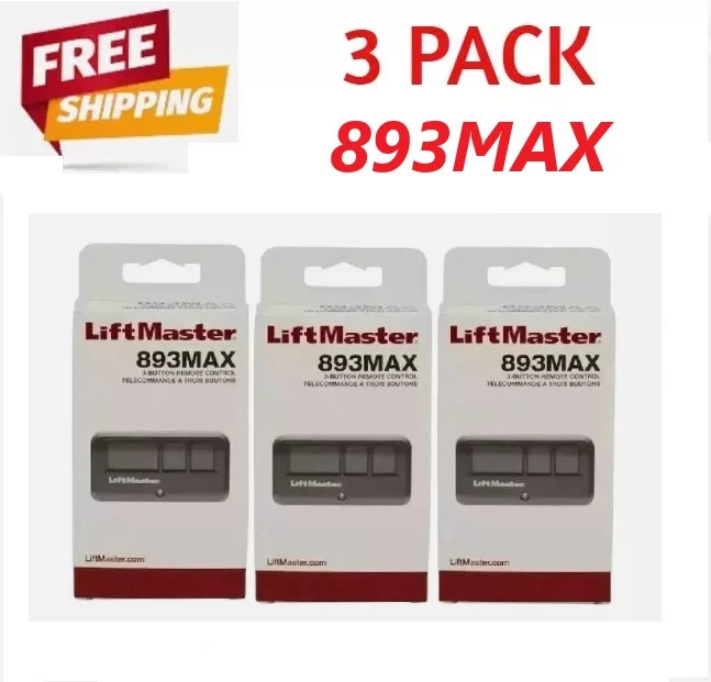 3 Pack 893MAX LiftMaster 3 Button Remote Control Garage Door Opener gallery