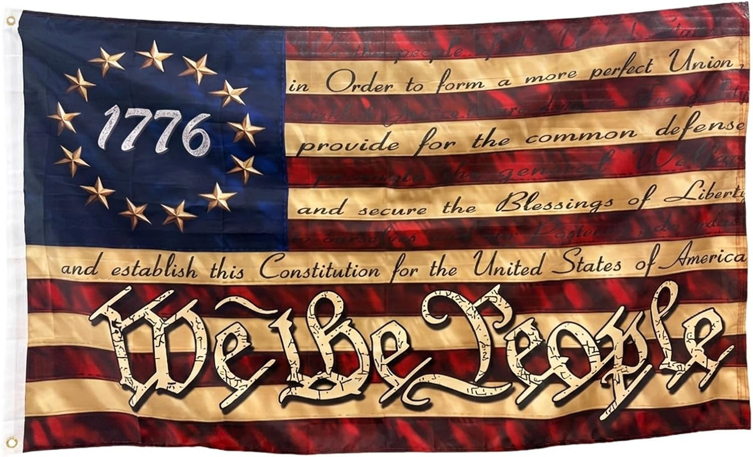 We the People Flag 1776 Betsy Ross Flags 3X5 Feet Tea Stained 13 Star Colonies P gallery
