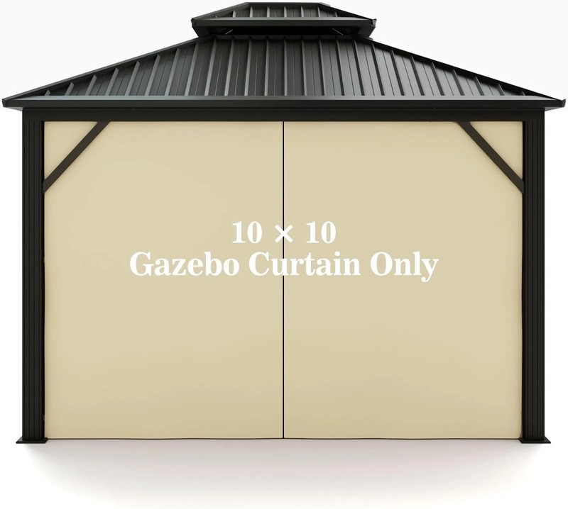 Universal Beige Replacement Privacy Curtain for 10' x 10' Gazebos - Easy Install gallery