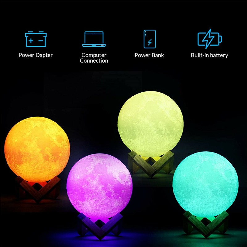 3D Printing Moon Galaxy Lamp Moonlight USB LED Night Light Touch Color Changing gallery