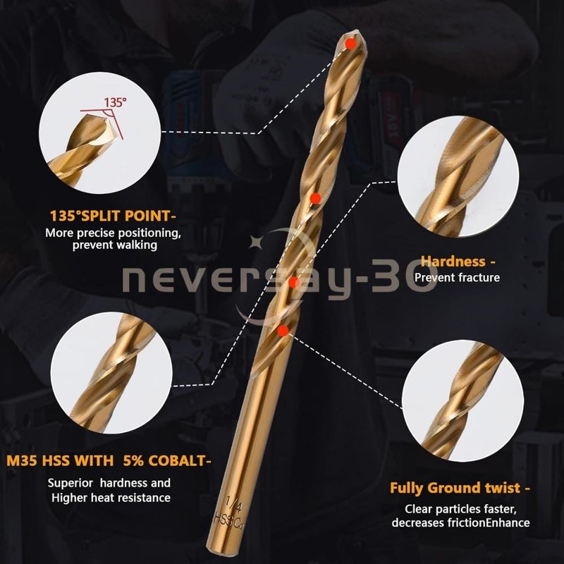 29PCS/Set HSS Drill Bits Black Gold Multi-Bits Twist Metal Drill Bit 1/16"-1/2" gallery