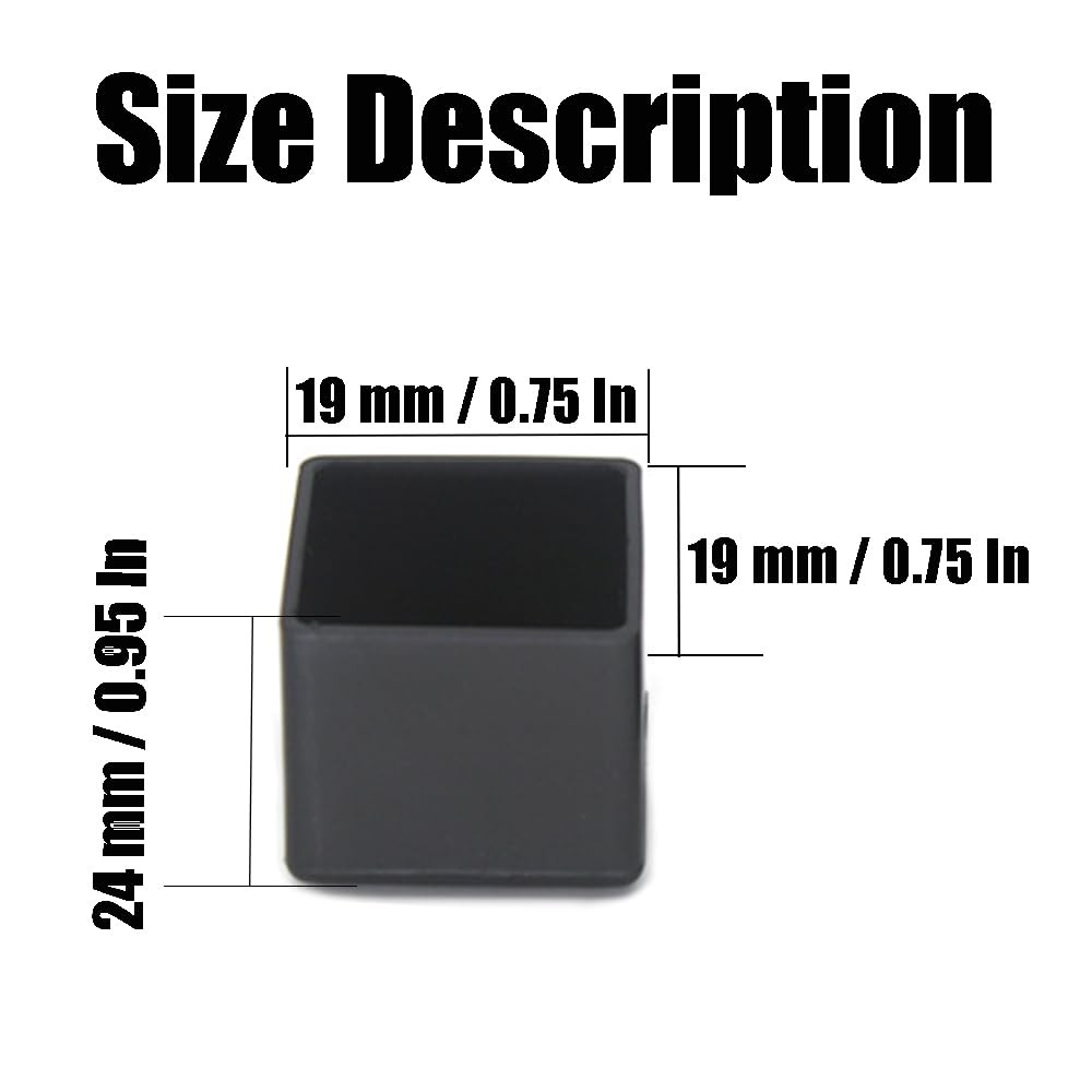 20Pcs 3/4 Inch (19mm) Square Rubber Chair Leg Tips Caps, Chair Table Leg Cove... gallery