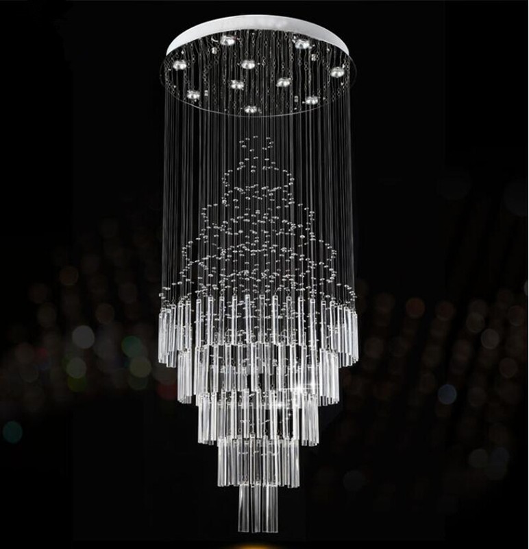 31"*71" Crystal Rain Drop Ceiling Light Chandelier Spiral Pendant Lamp Lighting gallery
