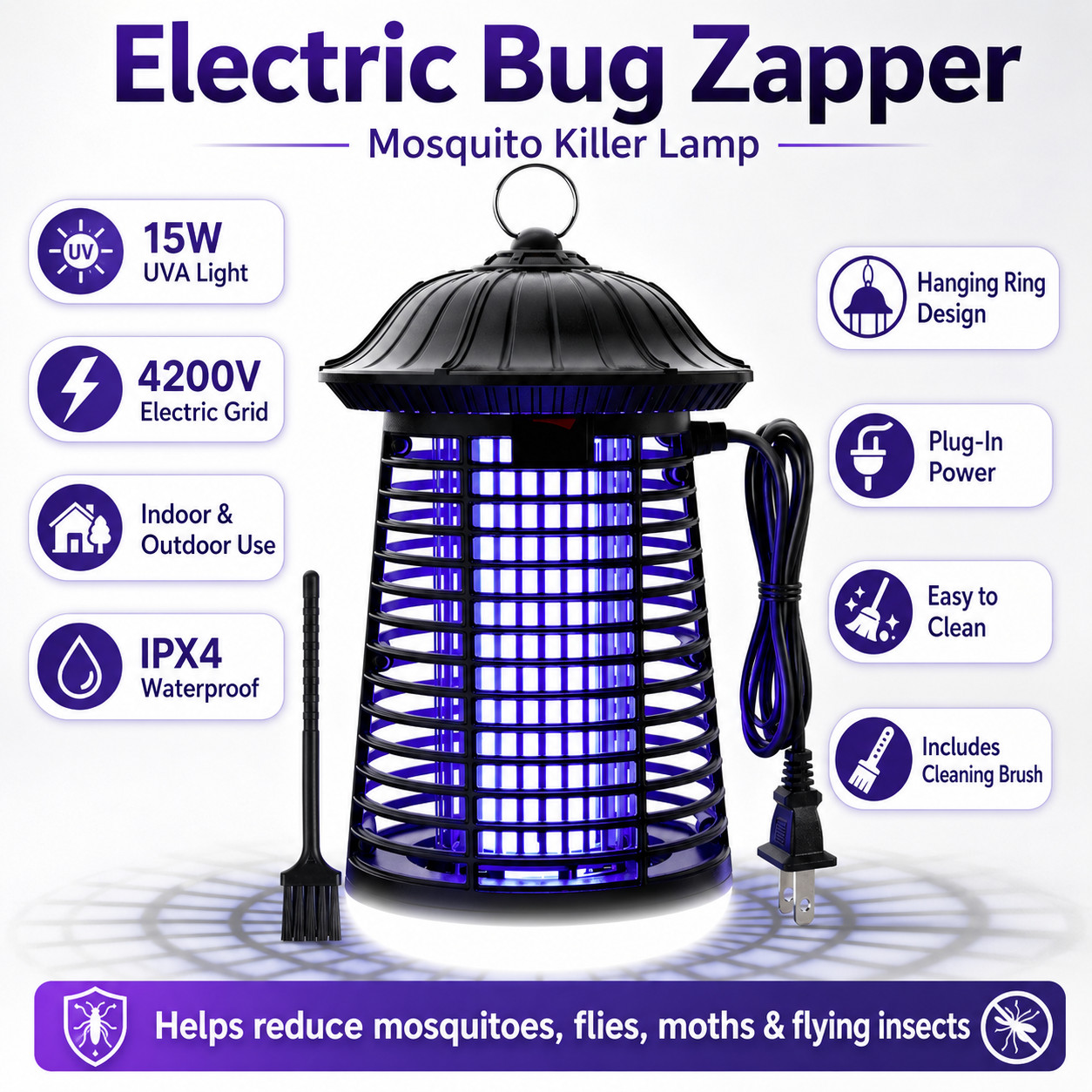 Mosquito Fly Bug Insect Zapper Killer Indoor Outdoor Electronic Light Trap Lamp gallery