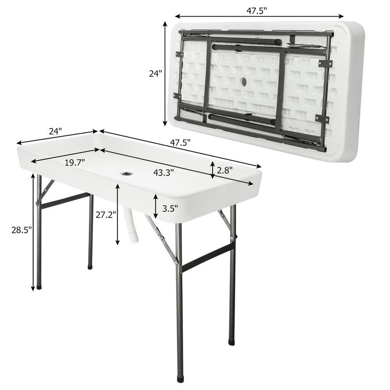 4FT Folding Ice Bin Table Outdoor Ice Cooler Table w/ Matching Skirt Party gallery