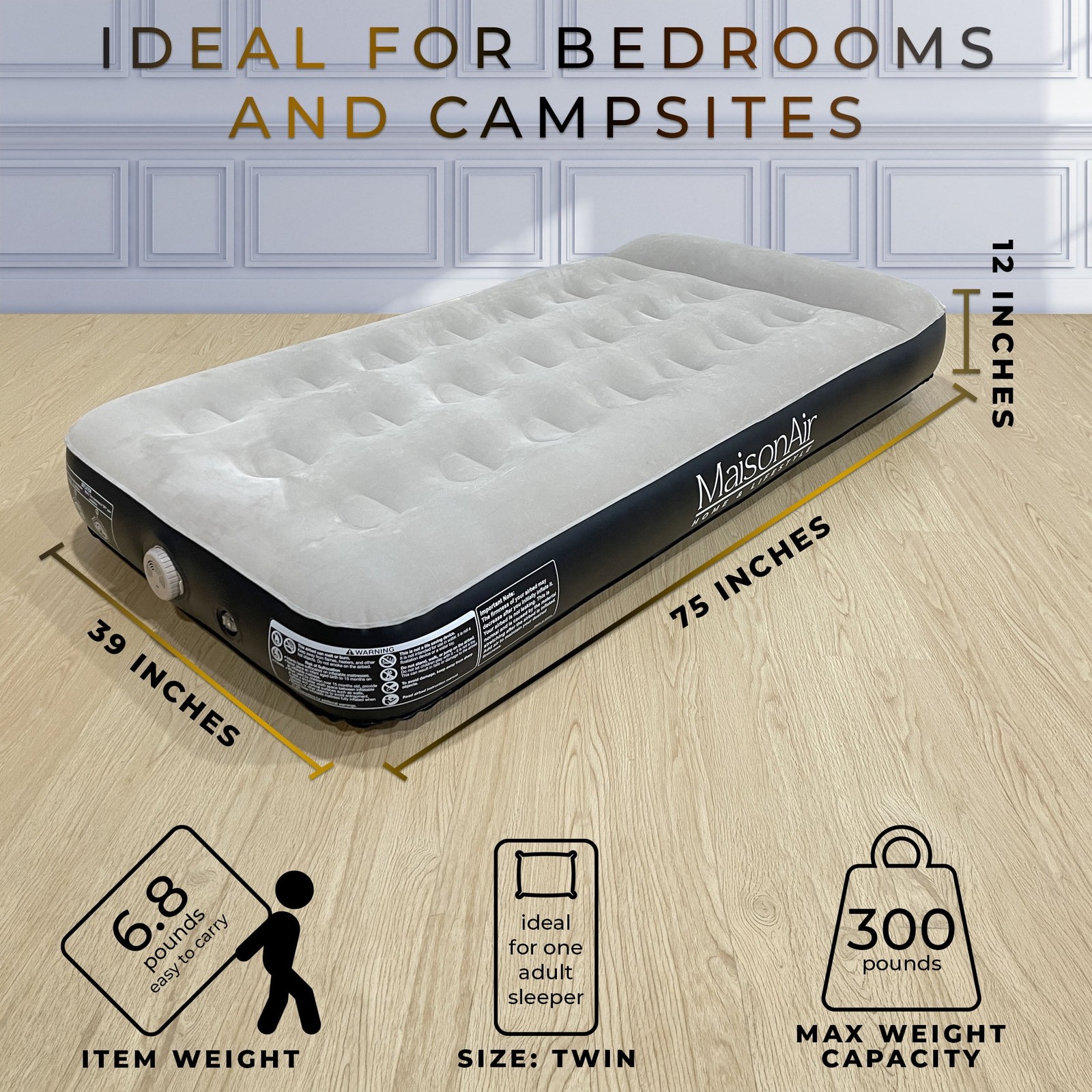 12in Twin Airbed Premium Air Matress with Coil Beam Support and Built in Pillow gallery