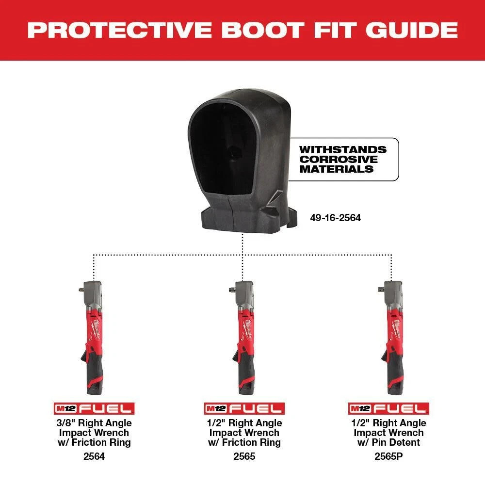 🔥Milwaukee 2564-20 M12 FUEL™ 3/8 Right Angle Impact Wrench w Friction Ring+Boot gallery