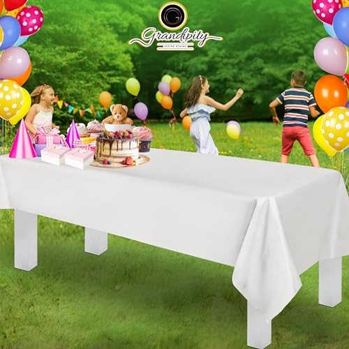 12 Pack Premium Disposable Plastic Tablecloth 54in. x 108in. Rectangle White gallery