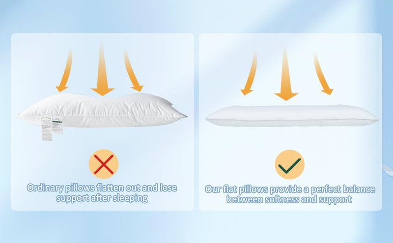 Flat Pillows for Sleeping,Ultra Thin Bed Pillows Standard Size for Stomach and S gallery